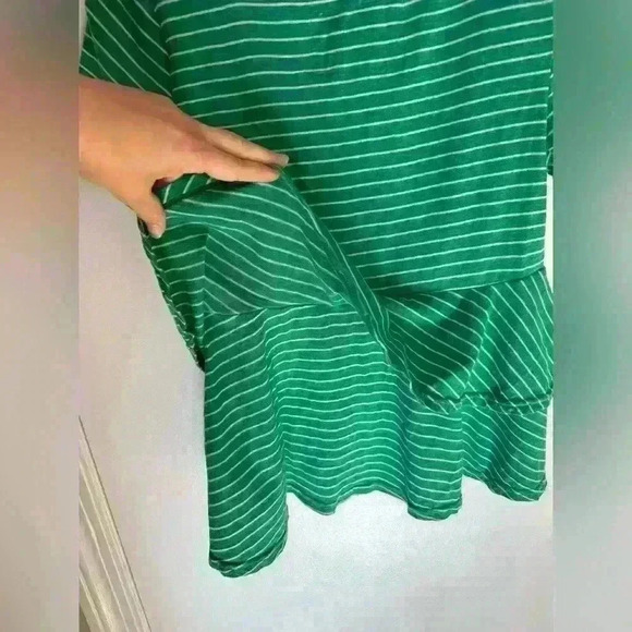 Anthropologie Laura Ruffle Top Striped Green and White Size XS - Picture 4 of 11